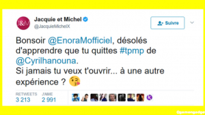Illustration : "Enora Malagré quitte « Touche pas à mon poste », provoquant d'étranges réactions, de « Jacquie et Michel » à Nabila !"