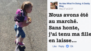 Illustration : "Ce papa provoque des milliers de réactions en expliquant pourquoi il tient sa fille en laisse... "