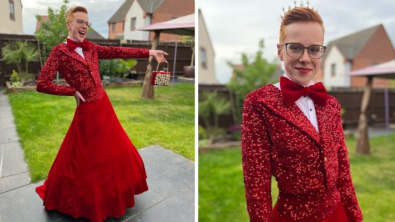 Illustration : Il décide d'aller en robe rouge au bal de fin d'année pour se sentir lui-même