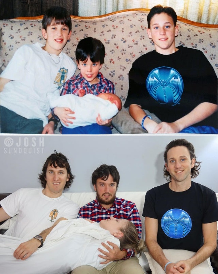 Illustration de l'article : Ces 20 personnes qui ont reconstitué leurs photos d'enfance