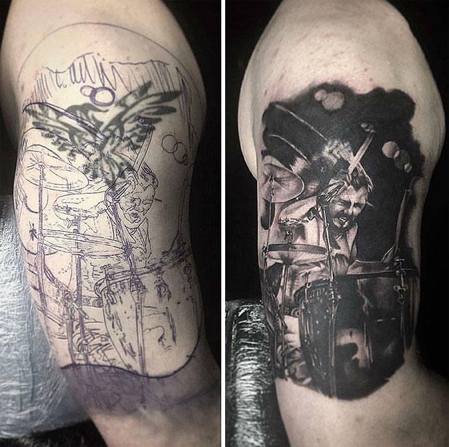 Illustration de l'article : Ces 20 tatouages ratés rattrapés le mieux possible par du tattoo cover
