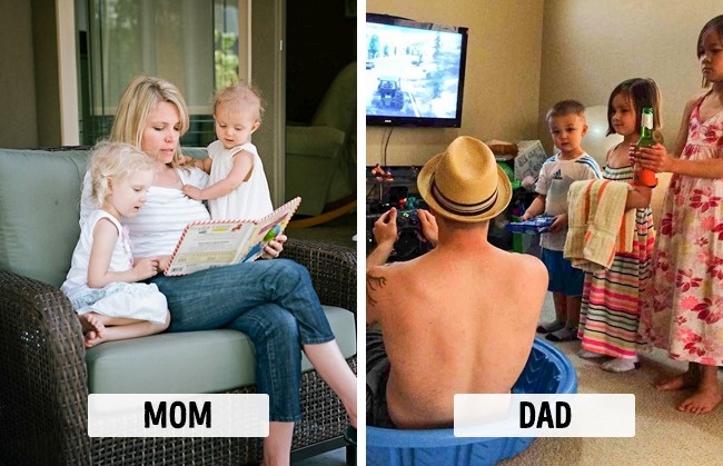 Illustration de l'article : 10 choses que les mamans et les papas font de façon radicalement différente